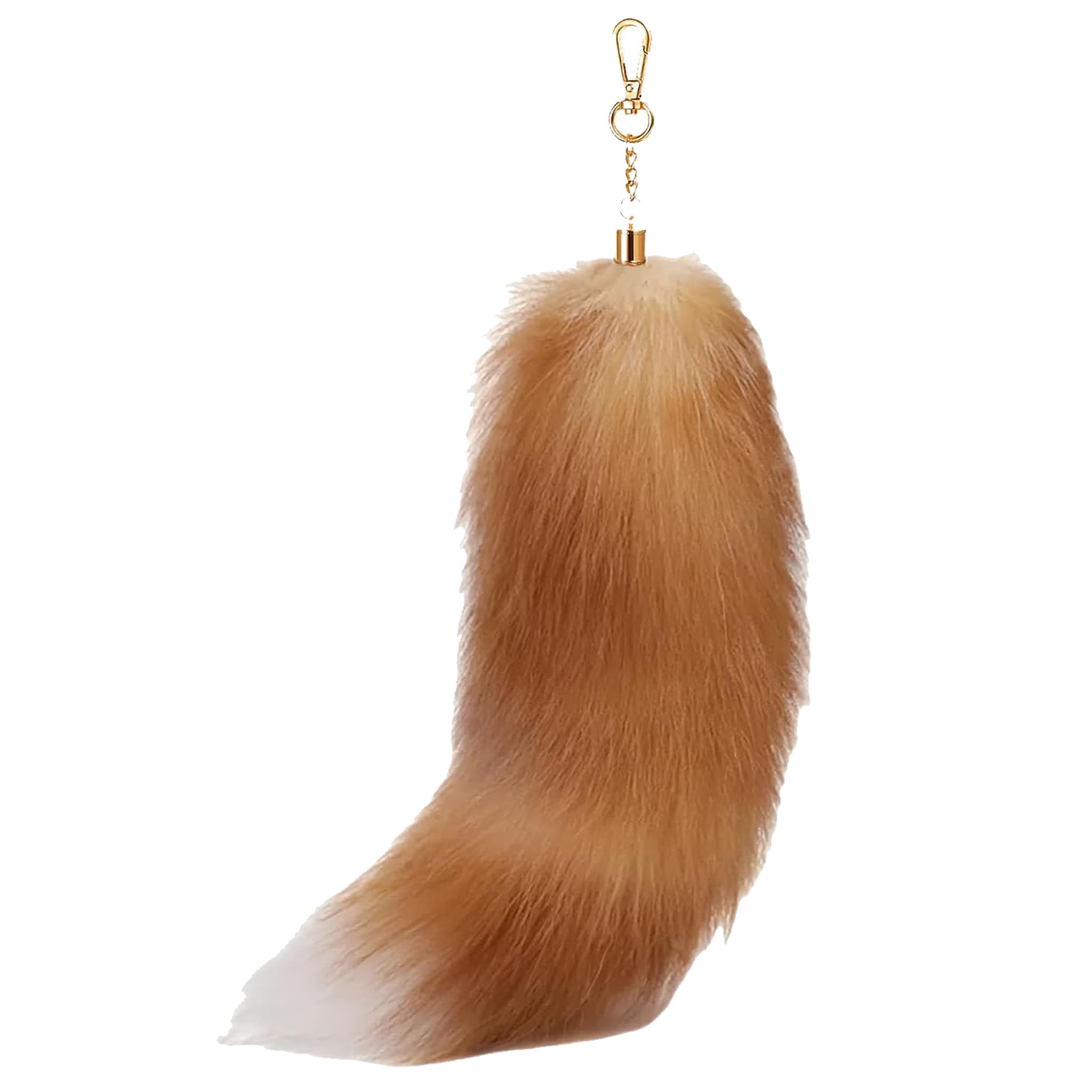 ZPSCXQ Therian Tail, 40cm Faux Fur Fox Tail Costume Accessory, Black Fox Bleached Gold Fake Furry Tail for Cosplay