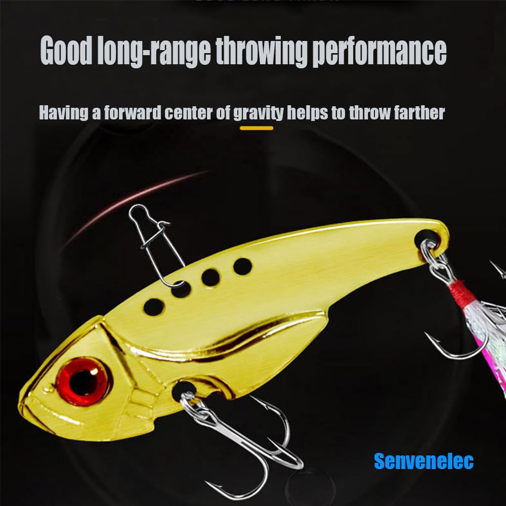 Senvenelec 6pcs (12g) appât de pêche Dur ViB, kit d'appât manivelle, appât métallique ViB, appât de pêche 3D Eye,Conception à Double Crochet Senvenelec 6pcs (12g) appât de pêche Dur ViB, kit d'appât manivelle, appât métallique ViB, appât de pêche 3D Eye,Conception à Double Crochet