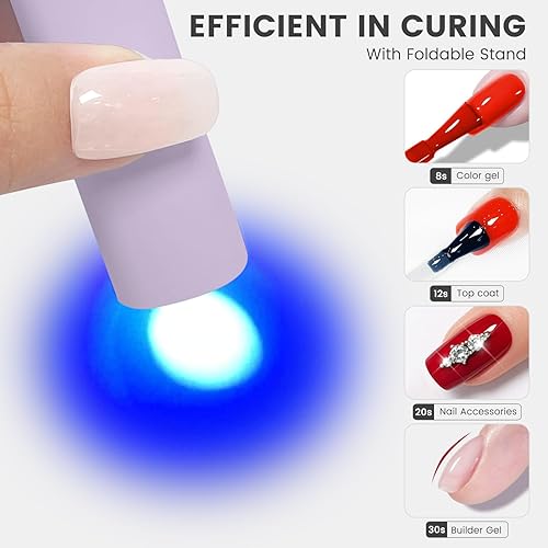 Miniatura 2 de YTD Likomey Lámpara LED UV de mano para esmalte de gel, mini luz de uñas púrpura de secado rápido con soporte plegable, recargable inalámbrico