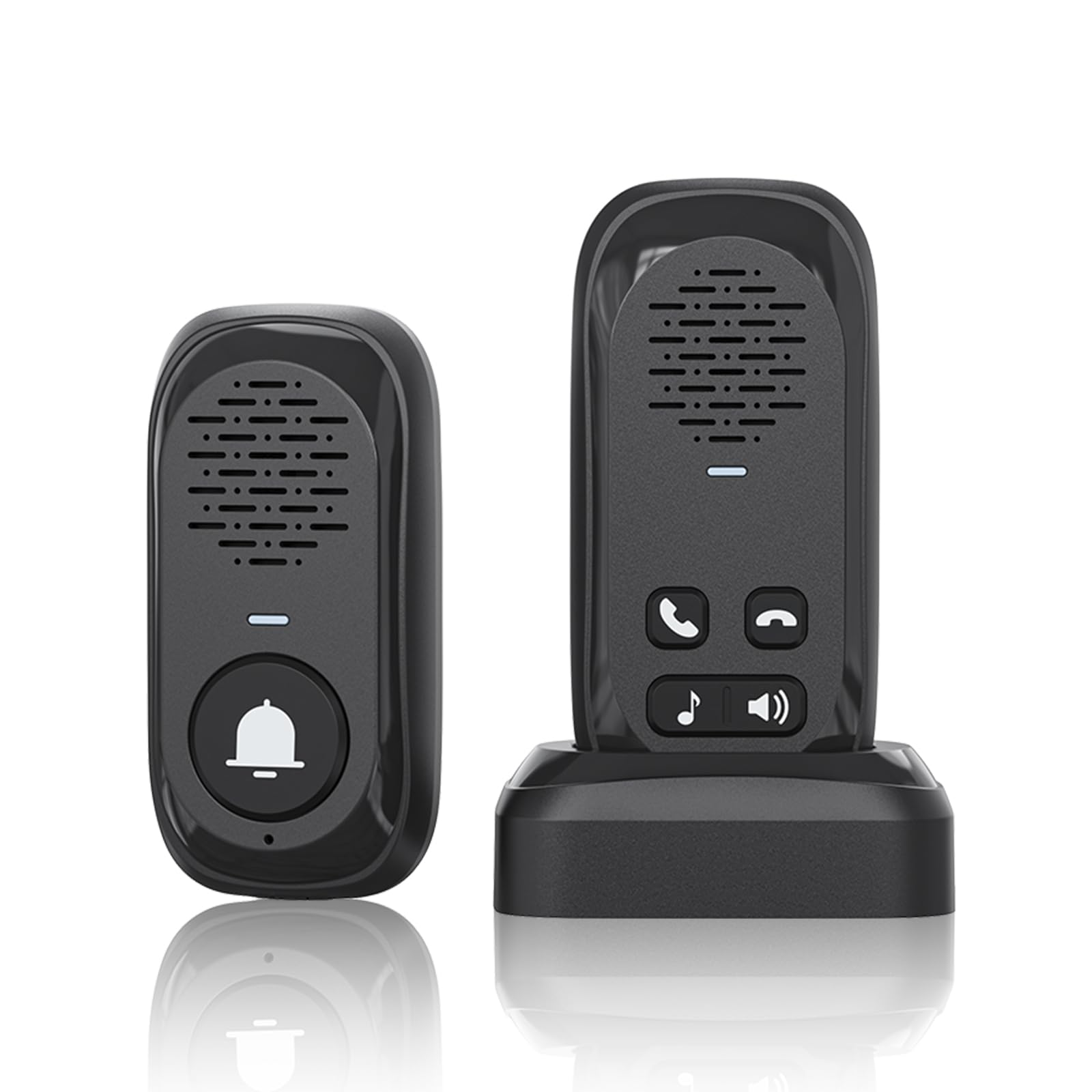 Wireless Doorbell, Wireless Intercom System for Home, 984ft Vioce Intercom Distance, 4 Volume Levels,Rechargeable Battery,Waterproof,Doorbells for House Classroom (Black)