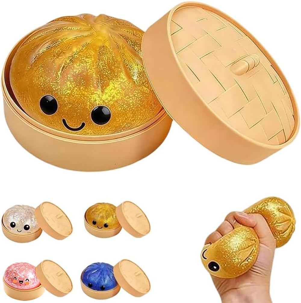 Dumpling Squishy Stress Relief Toy, Mystery Box Squeeze Ball, Sensory Fidget Toy for Anxiety Relief, Easter & Holiday Basket Stuffer (Pink) — view 10