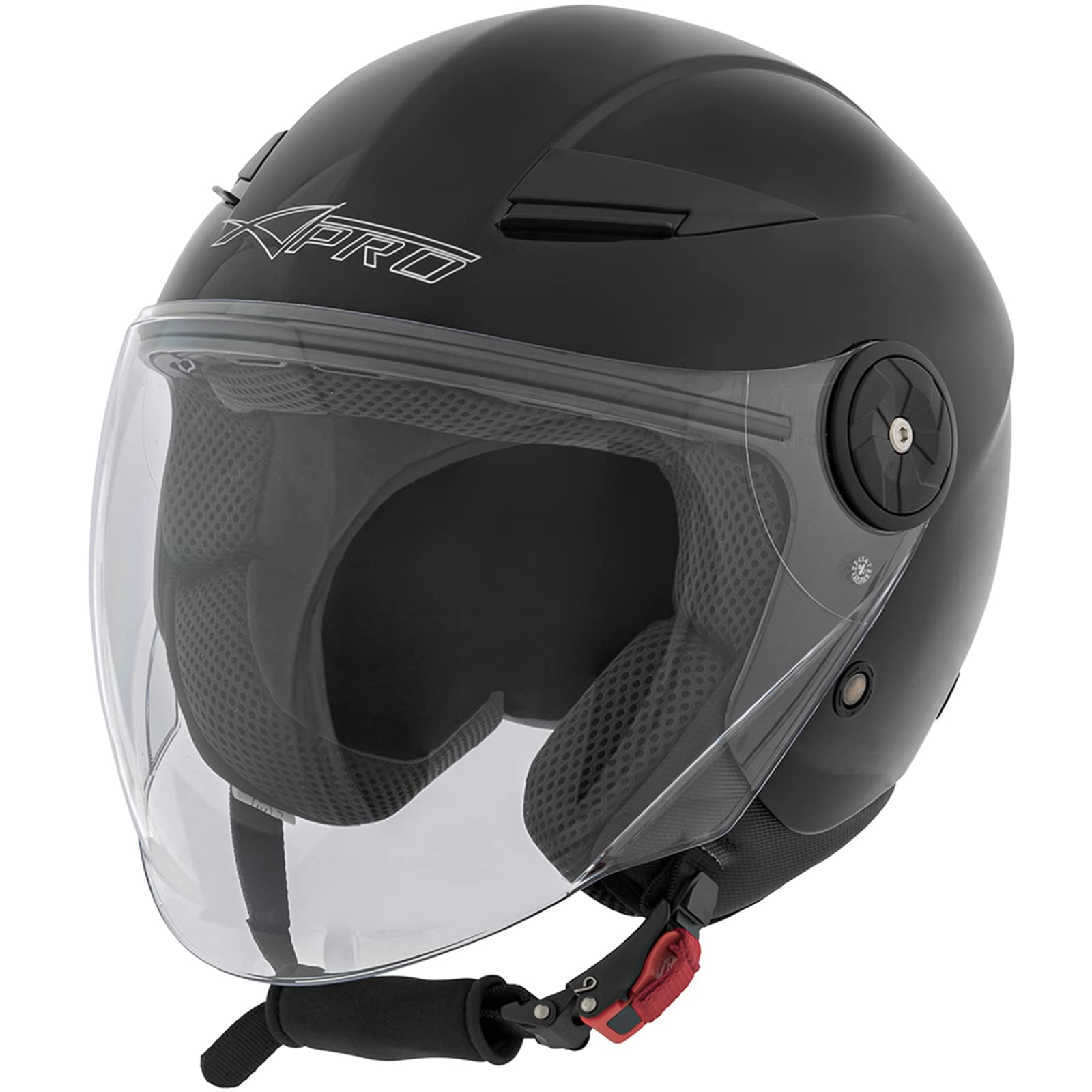 A-pro Casco de moto City Jet Certificado ECE 22 Scooter Larga Visera Negro M