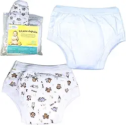 Kit Infantil Treinamento Desfralde 2UN Absorvente Safari Bco reutilizável lavável Diurno Noturno treinamento transição fralda bebê (XXG)
