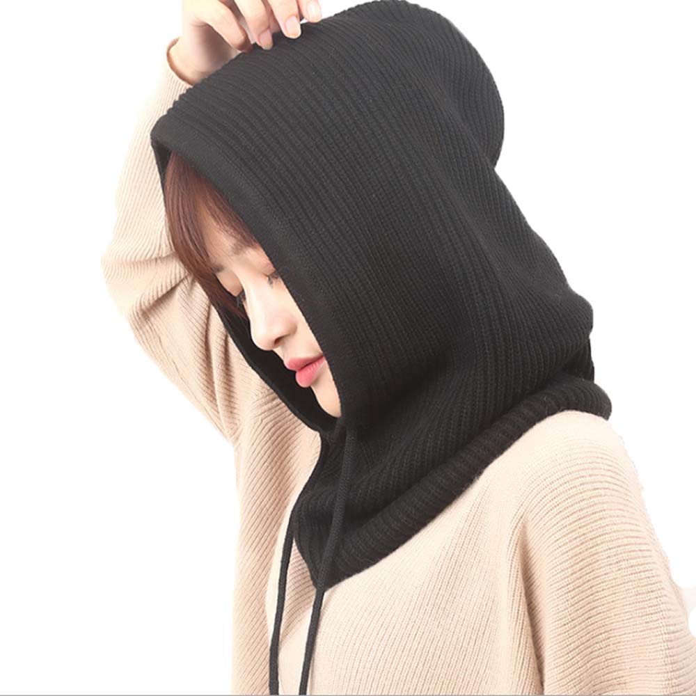 Yekeyi Cagoule d'hiver tricotée en cachemire - Masque de ski - Bonnet d'extérieur pour femme