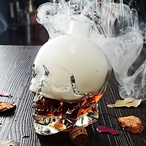 750ml Carafe à Décanter Décanteur Bouteille de Vin Vodka Whisky Forme de Crâne Verre Transparent Multi-Usage .