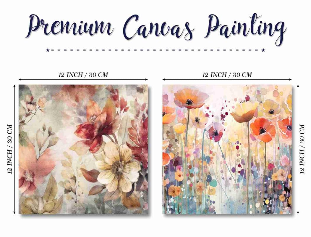 SAF paintings Wooden Framed Canvas Painting ||Set Of 2 Abstract Floral Theme Canvas Wall Art Painting for Home Décor Office||For Bedrom,Living Room Home wall and Office Interior CR-192 2