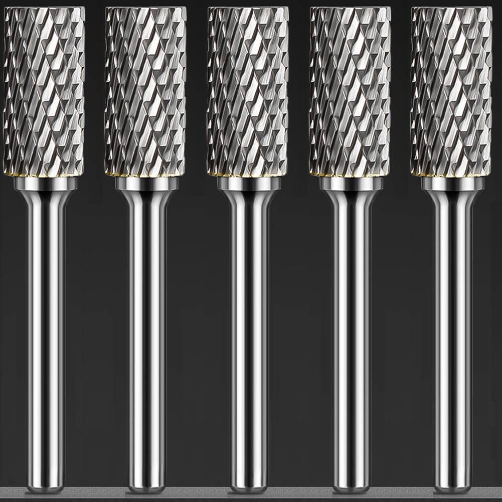 SB-5 Carbide Burr Set Tungsten Die Grinder Bits (1/2" Head Dia X 1" Cutter Length) with 1/4" (6.35mm) Shank for Die Grinder Bits Drill Rotary Tools Cylinder Shape (Pack of 5) — Amazon image 5