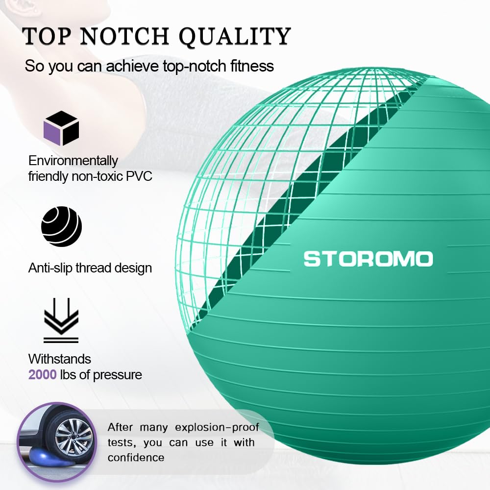 Exercise Ball (45cm-95cm),Yoga Ball,Pilates Ball,Medicine Balls for Exercise,Therapy Ball Chair,Extra Thick Anti Burst,for Balance Stability Workout,Pregnancy Birthing and Physical Therapy