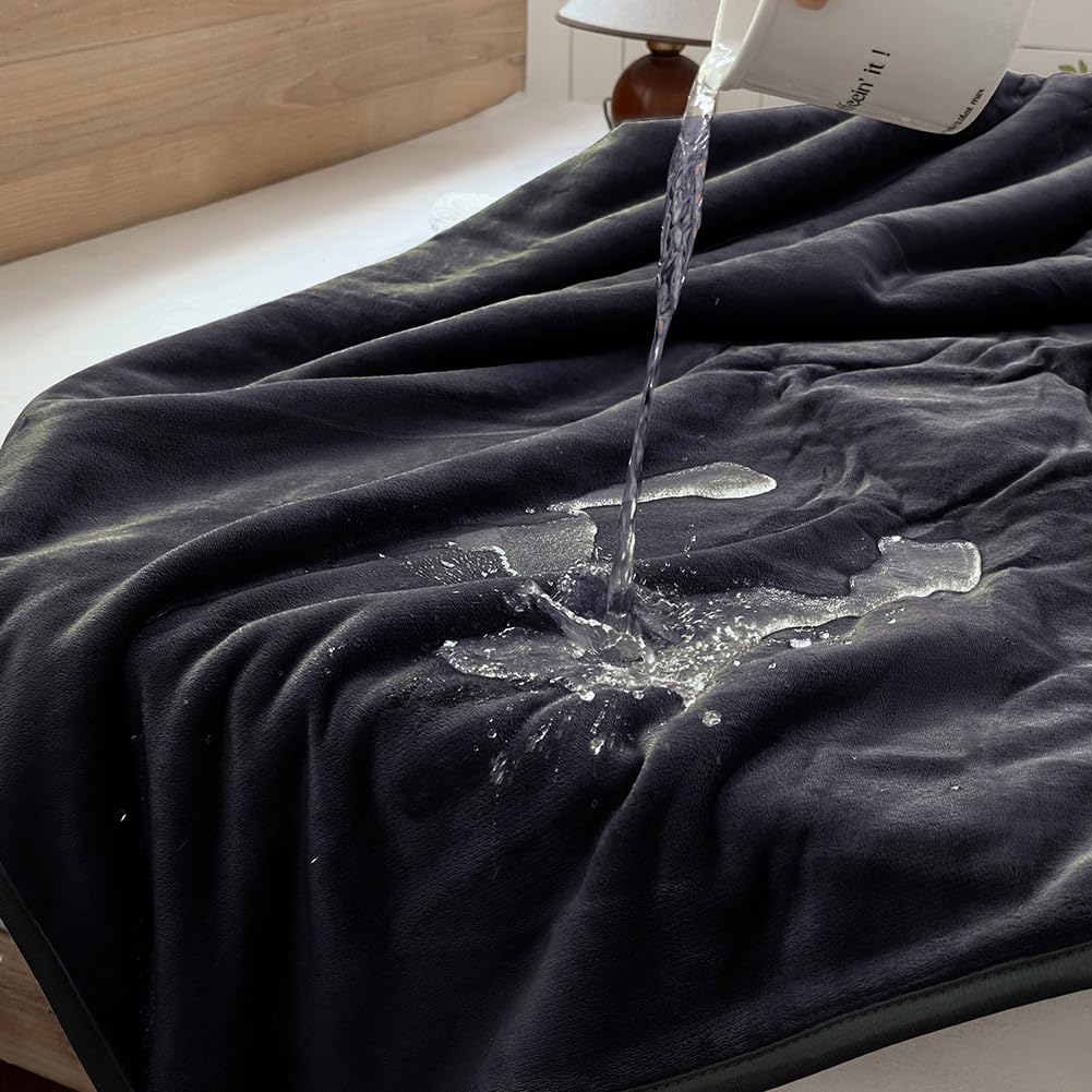 NSNLGSGC Waterproof Throw Blanket for Bed, Splash Blankets for Couples, Squirt Blanket, Water Proof Flannel Blanket, Up to 60 oz (40"x60", Black)