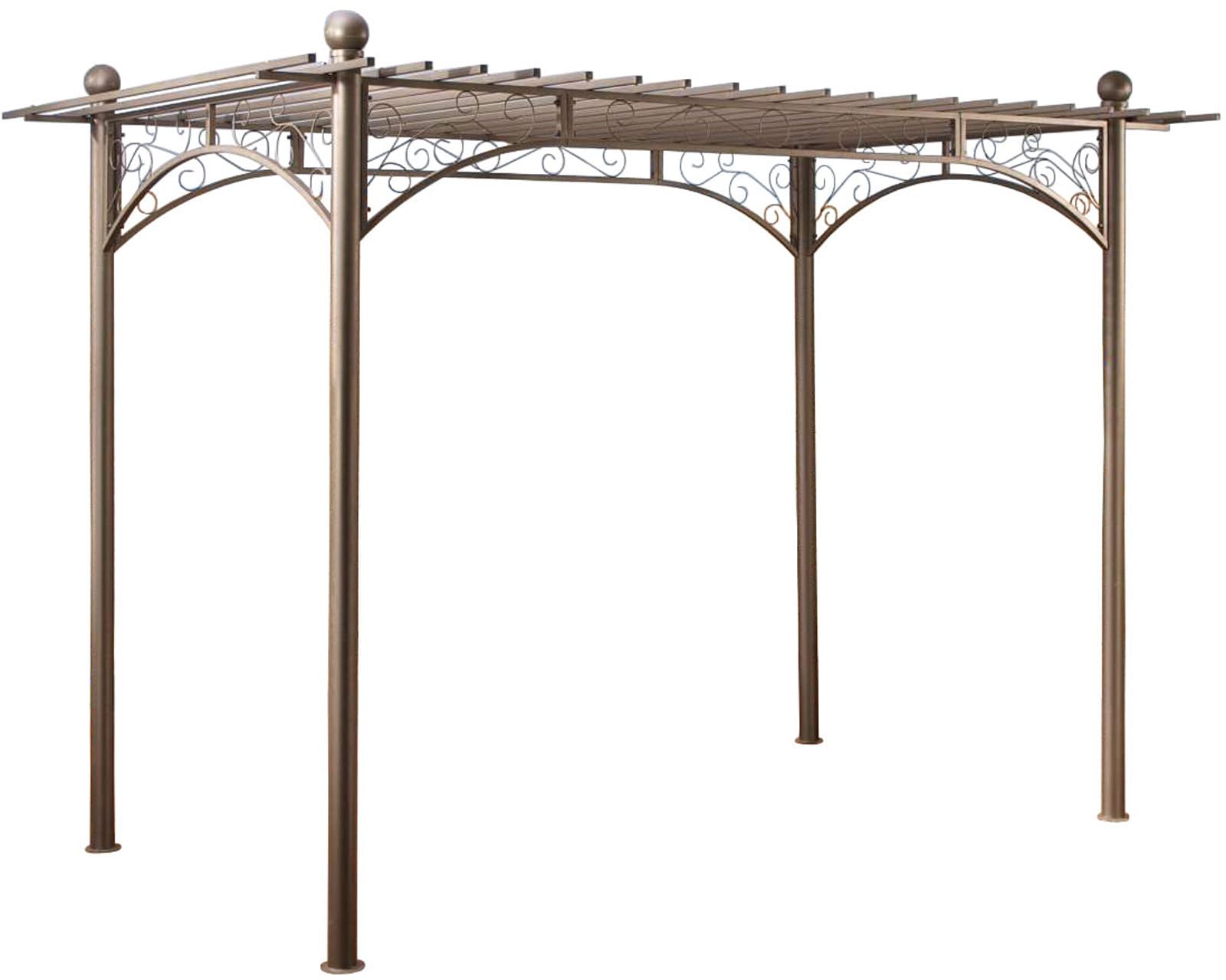 CLP Eisen-Pergola Ulpgar 01 A I Begrünbares Terassendach Im Landhausstil I Rankpavillon Für Kletterpflanzen I Rankgestell Mit Verzierungen, Farbe:anthrazit