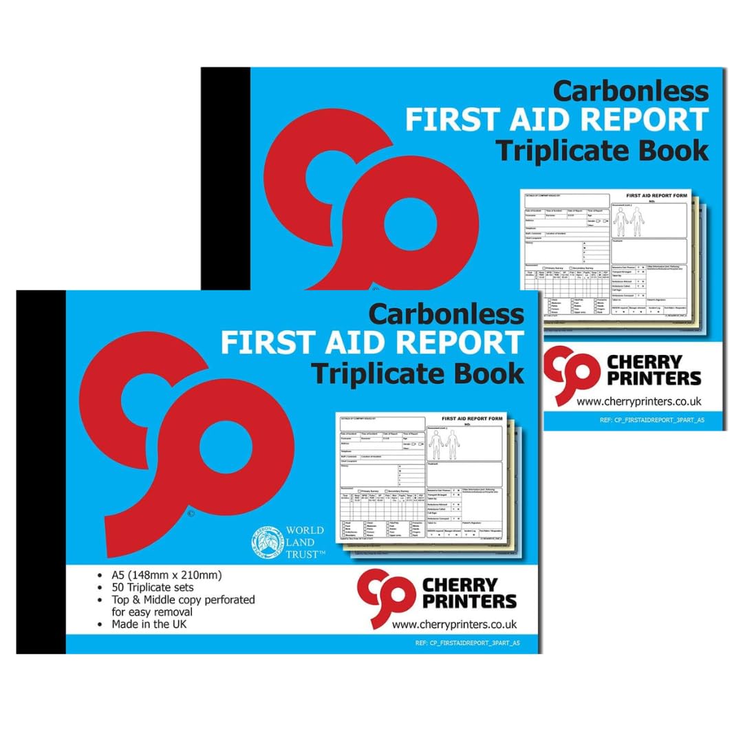 Cherry Printers | First Aid Report Book | Triplicate | A5 | 20 Pack