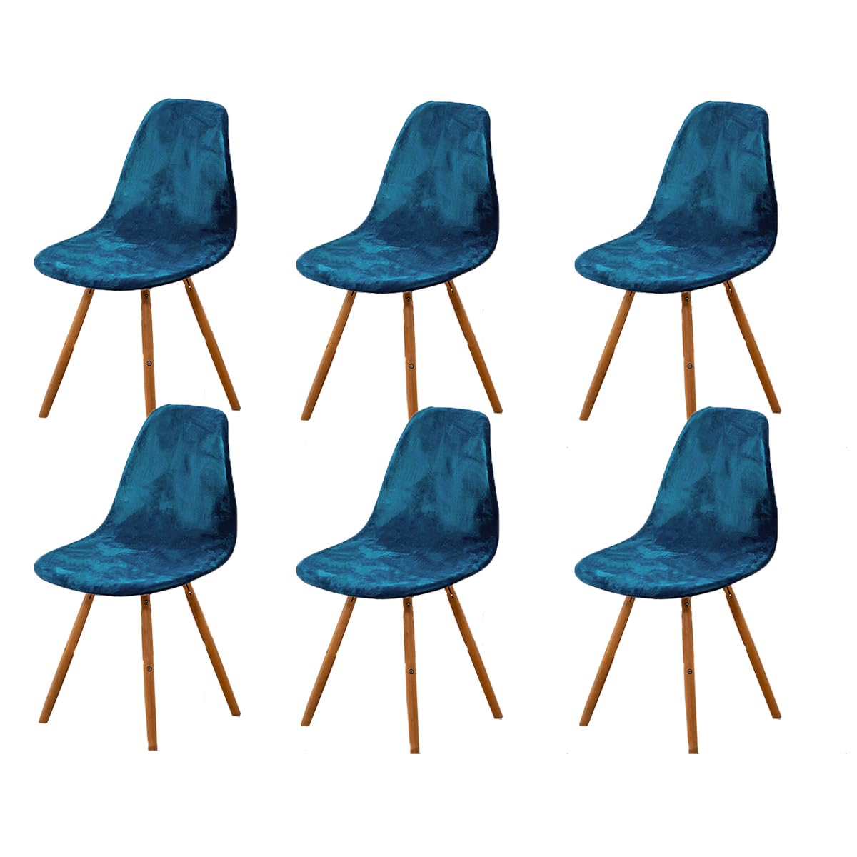 Highdi Fundas para Sillas de Comedor Elásticas,6 Piezas Fundas Sillas Ajustables Terciopelo Funda de Silla Nordica Cocina Azul Fundas para Silla Protectoras de Sillas Escandinavas