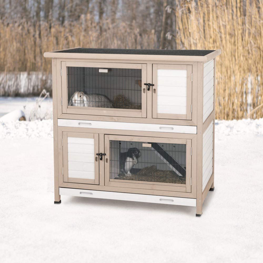 Trixie Natura Kaninchenstall mit Isolierung, 116 x 113 x 65 cm, grau