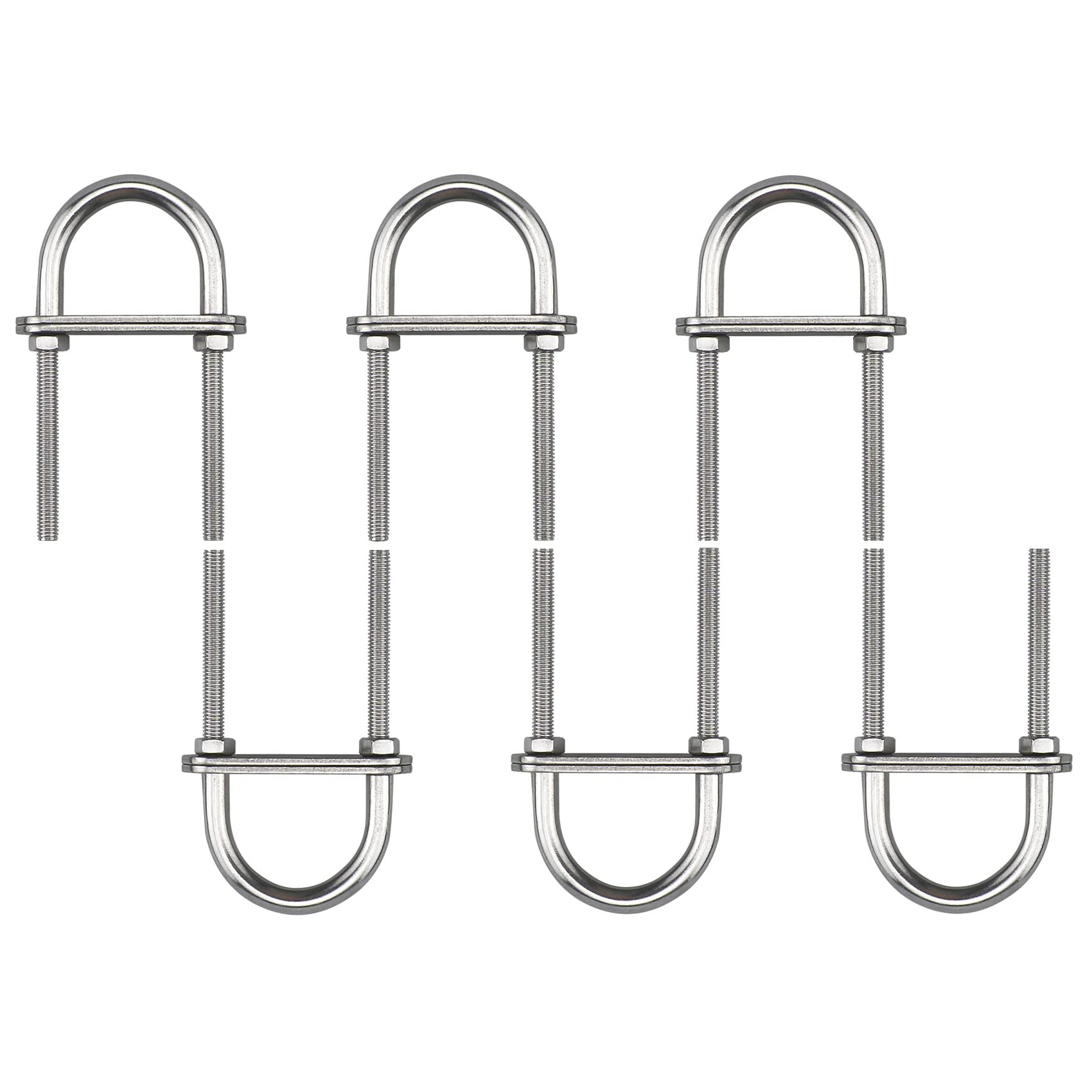 U Bolts,304 Stainless Steel Round Bend With Plates And Nuts Combination