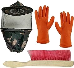 Bee Veil Army with Beekeeping Gloves & Bee Brush | Protective Honey Bee Safety Veil for Beekeepers