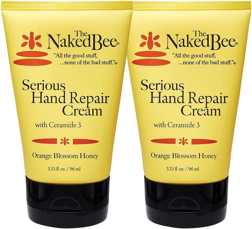 The Naked Bee Orange Blossom Honey with Ceramide 3, Serious Hand Repair Cream Lotion - 2 Pack