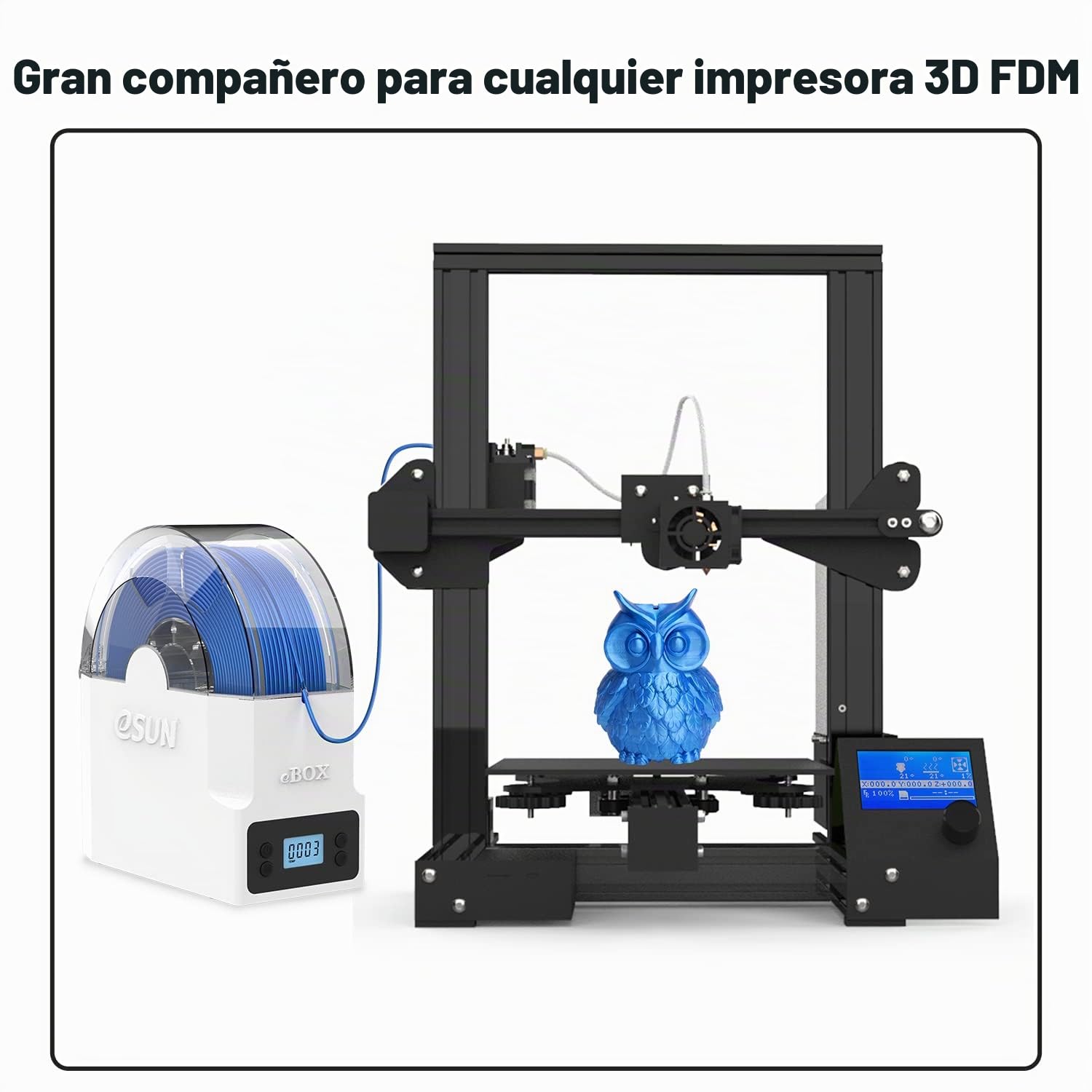 eSUN eBox Lite Actualizado Caja Secado de Impresora 3D Filamento, Caja Secadora Almacenamiento, Mantener Filamento Seco Durante Impresión 3D, Compatible con Filamento PLA PETG ABS, Soporte de Carrete