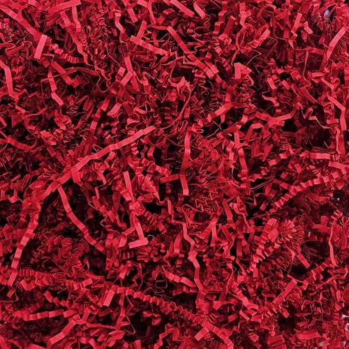 GoooodGift - 3 oz - Red - Crinkle Cut Paper Shred Filler for Gift Wrapping Gift Box Stuffing Birthdays Basket Filling Mothers Day Christmas