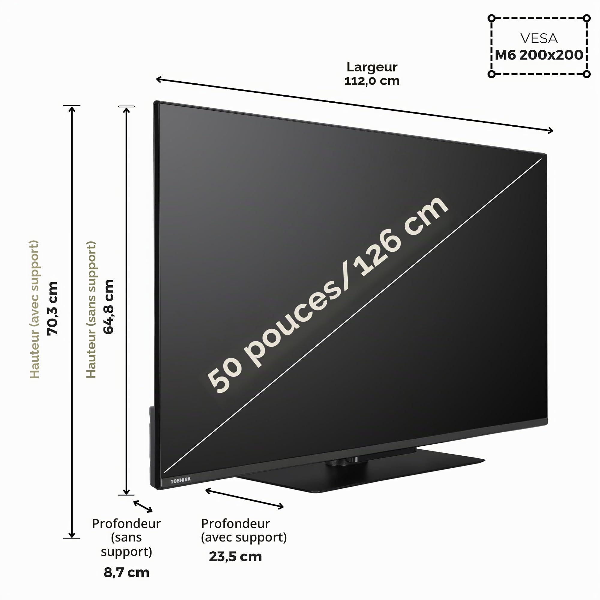 Toshiba Téléviseur LED 50UV3463DA, 127 cm, 4K Ultra HD, VIDAA Smart TV, Dolby Vision HDR, Wi-FI
