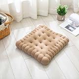 Cookie Sofa Chair Soft Cushion, Square Butter Filled Biscuit Shaped Sofa Pillow, Thick Floor Pillow, Coffee Chair Waist Pad,Pillows for Children's Rooms (Caramel, Small)