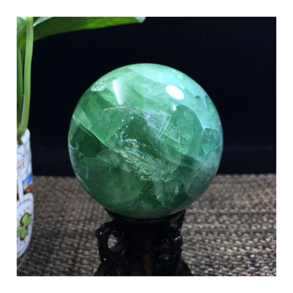DPURPIWADY Feng Shui Ornaments Crystal Ball/Photography Ball Green Cracked Office Auspicious Stone Carving Polished Gift for Photography Decoration (6CM)