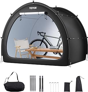 VEVOR Bike Storage Tent, 4 to 5 Bikes, Outdoor Spacious Bike Storage Tent with Ventilated Window, Waterproof Fan-Shaped Bike Tent with High Strength Fiberglass & Dual Zippers, Fit for Bicycle
