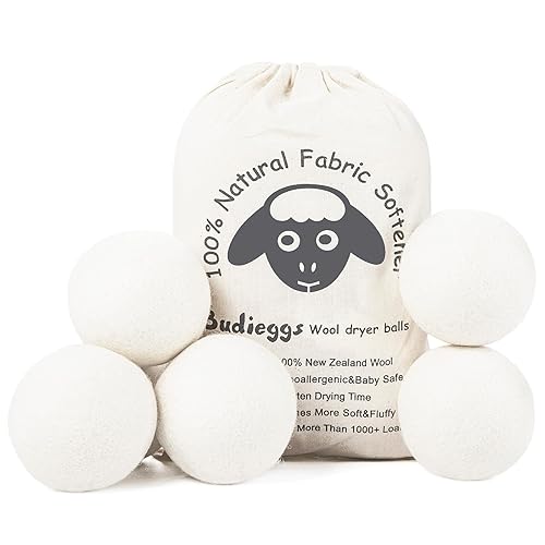 Budieggs Wool Dryer Balls Organic XL 6-Pack, 100% New Zealand