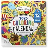Tiny Expressions - Kids Coloring Calendar 2026-12 Month Color Your Own Wall Calendar for Children, Boys & Girls with Fun Planning Boxes for Daily, Weekly, and Monthly Tasks
