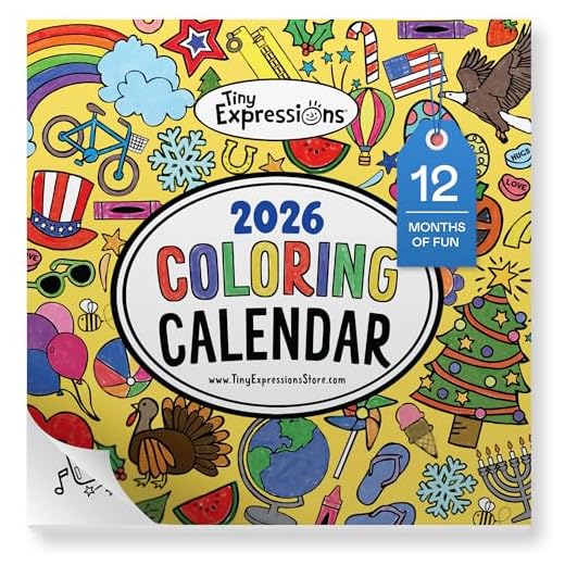 Tiny Expressions - Coloring 2023 Calendar for Kids - Monthly Wall Calendar with Months, Days & Unique Illustrated Images to Color - Great Classroom Calendar and Activity Tracking Chart - Home Learning