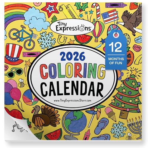 Tiny Expressions - Coloring Calendar 2026 Color Your Own Wall Calendar with Planning Boxes for Daily Weekly and Monthly Tasks