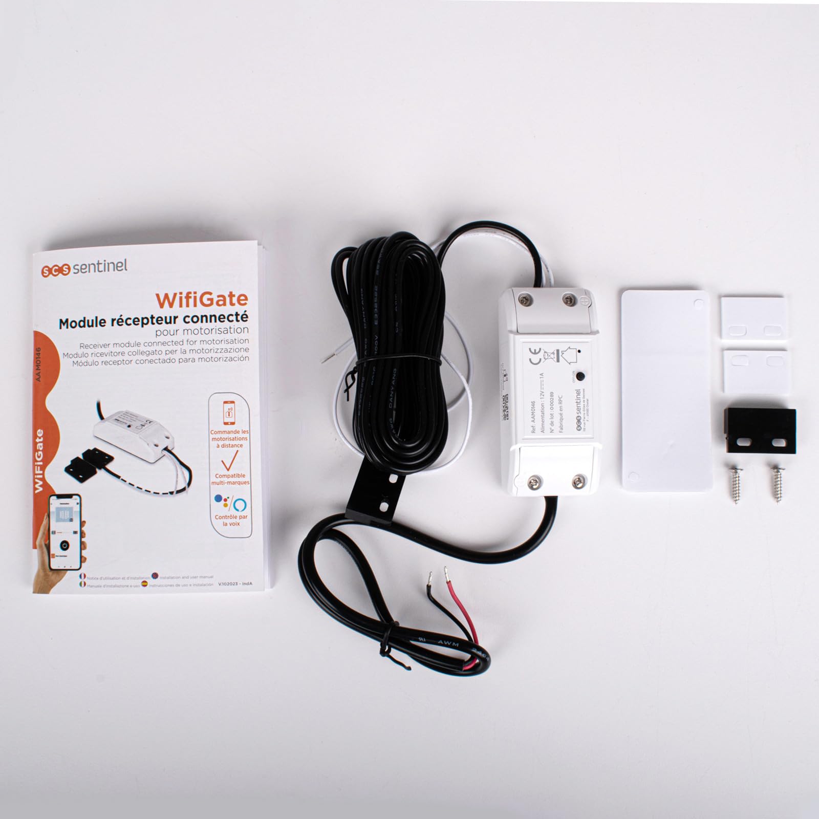 SCS Sentinel, AAM0146, Module Récepteur Connecté Wi-Fi pour Motorisation de Portail, 12V DC non fournie - câble 5 m, Commande à distance, Compatible multi-marque, Contrôle vocal, WifiGate