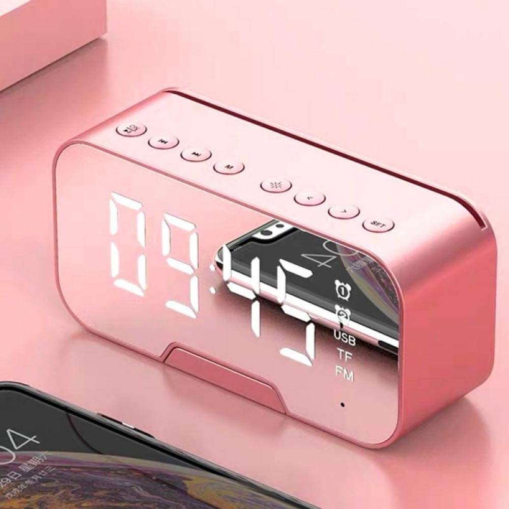 Enceinte Bluetooth portable 5.0 avec miroir réveil LED et basses subwoofer