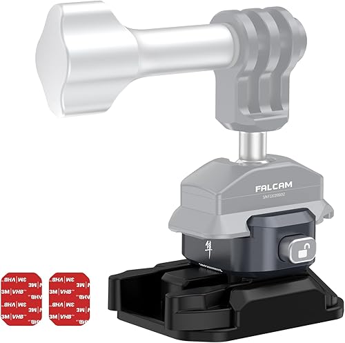 Falcam F22 Clip de liberación rápida para cámara de acción con almohadilla adhesiva, adaptador de montaje en el pecho del casco de cámara, kit de