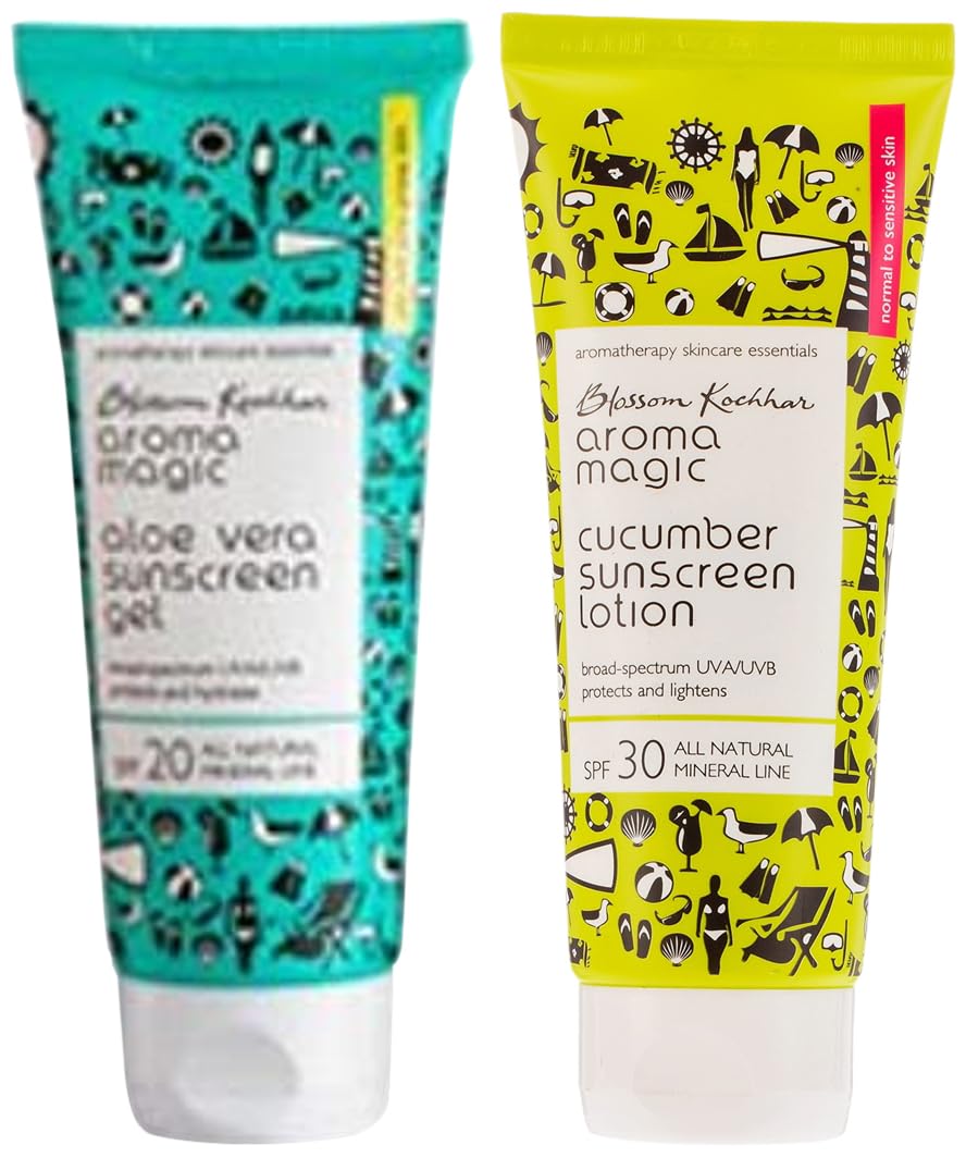 Aroma Magic Cucumber Sun Screen Lotion, SPF 30, 100ml And Aroma Magic Aloe Vera Sun Screen Gel, 100ml