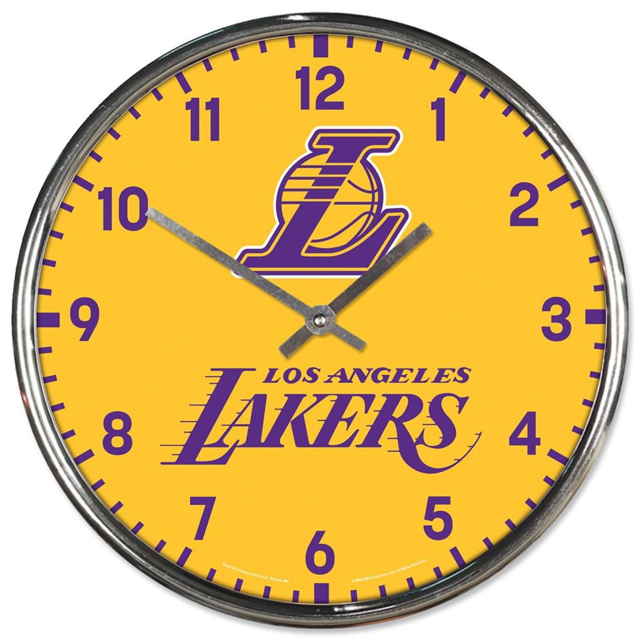 Los Angeles Lakers 12 inch Round Wall Clock Chrome Plated