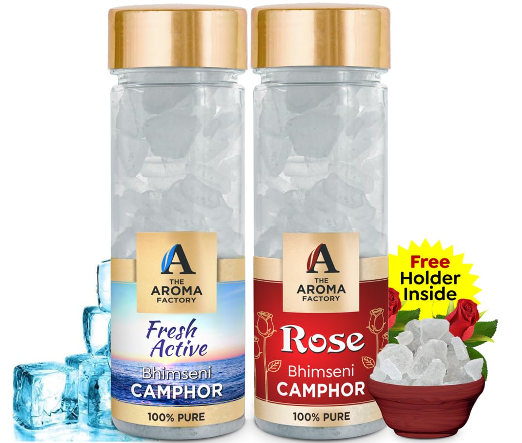 The Aroma Factory Pure Bhimseni Camphor, Fresh Active & Rose, Zero Residue Kapoor with Fragrance for Pooja, Aarti Kapur | Bottle Pack of 2 x 80gm-image-47