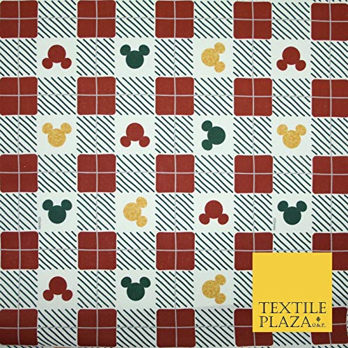 Mickey Mouse Disney Tissu à carreaux écossais 100 % coton 4964 1 m Cover