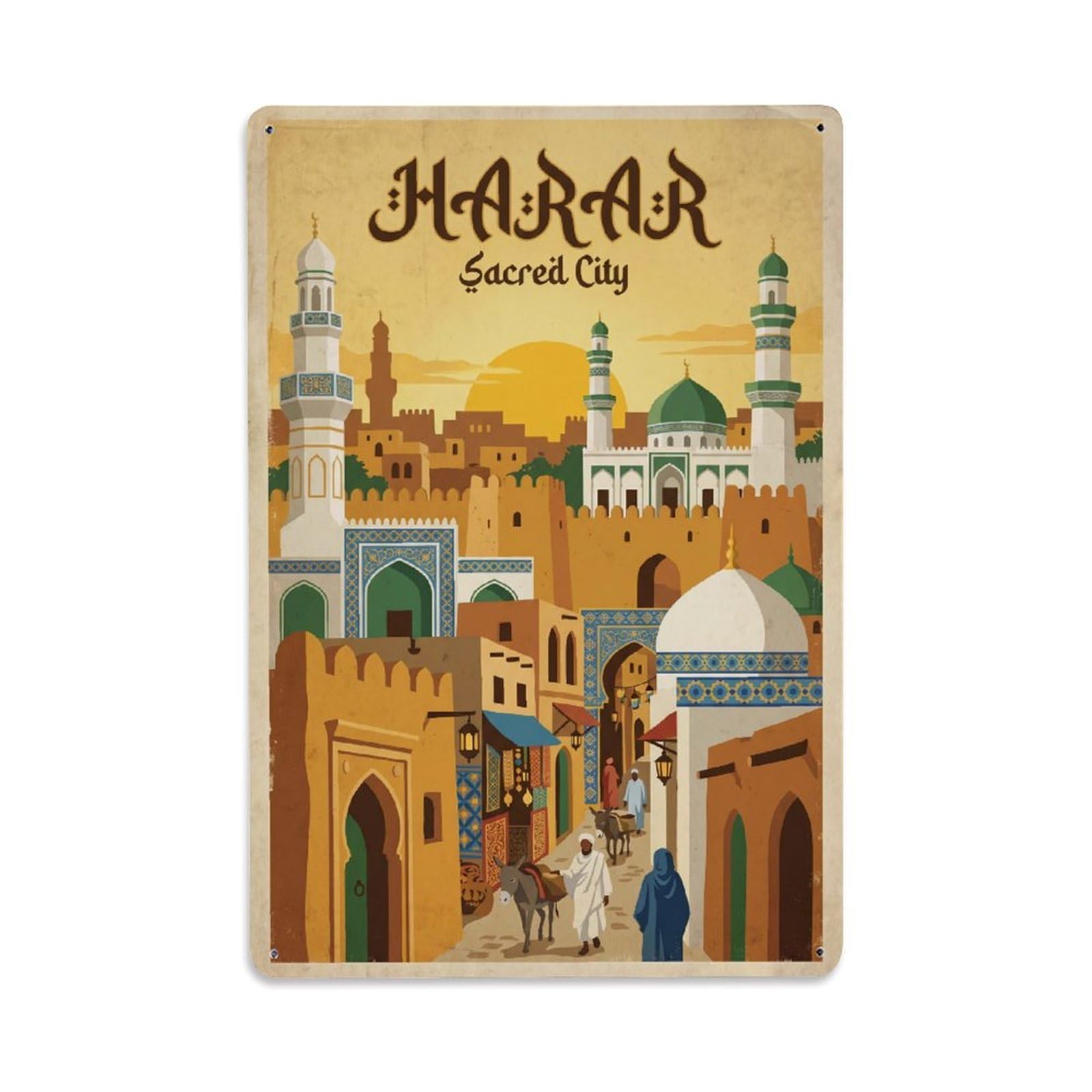 Metal Tin Sign Retro Ethiopia Harar Travel
