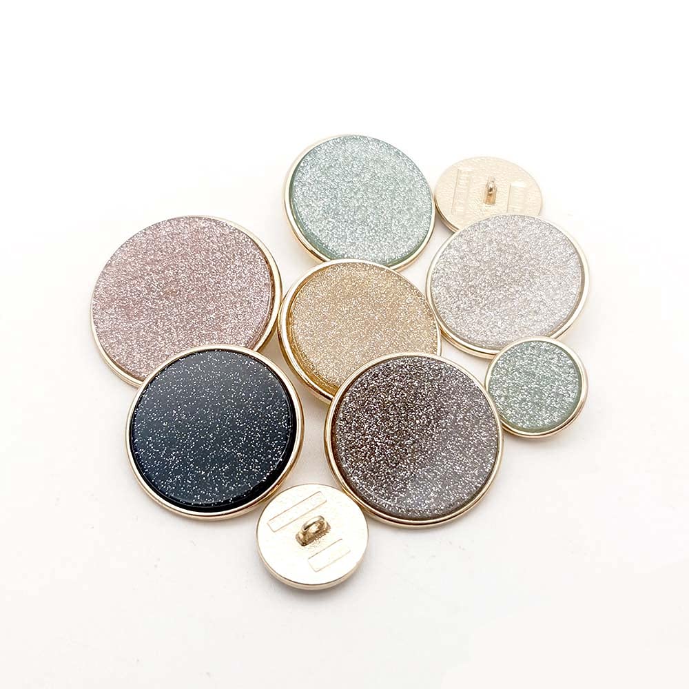 5 PCS Metal Round Shank Button Many Sizes Special Sparkling Buttons for Clothes Bags Decor Sewing Crafts (Golden, 23mm)