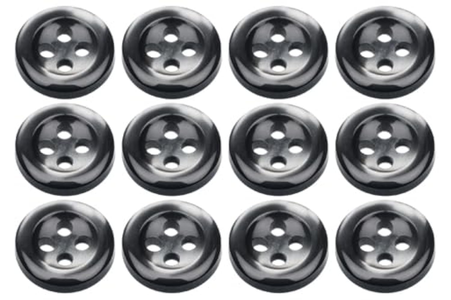 Pack of 12 Smoke Sew on 11mm Round Buttons for Shirts Blouses Flat 4 Holes 18L, Smoke Grey, Pack of 12 Buttons
