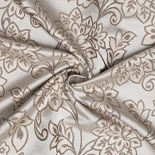 Image of Wakefit Curtains 5 feet Long Set of 2, Window Curtains, Window Curtains 5 feet, Jacquard Curtains, Polyester Curtains (Squash - Floral Light Brown)