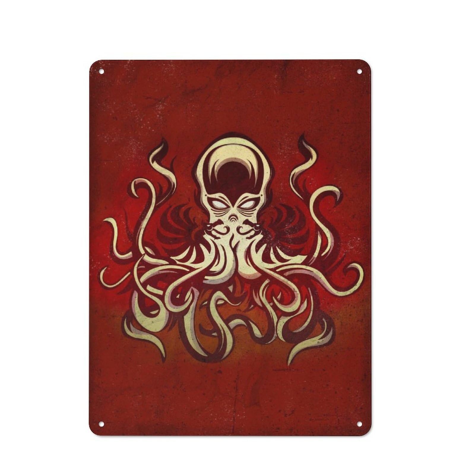 Junmoney Cthulhu In The Dark Tin Sign 40X30cm With For Workshop Wall, Vintage Decor, For Metal Sign Collectors, For Garage And Workshop Walls