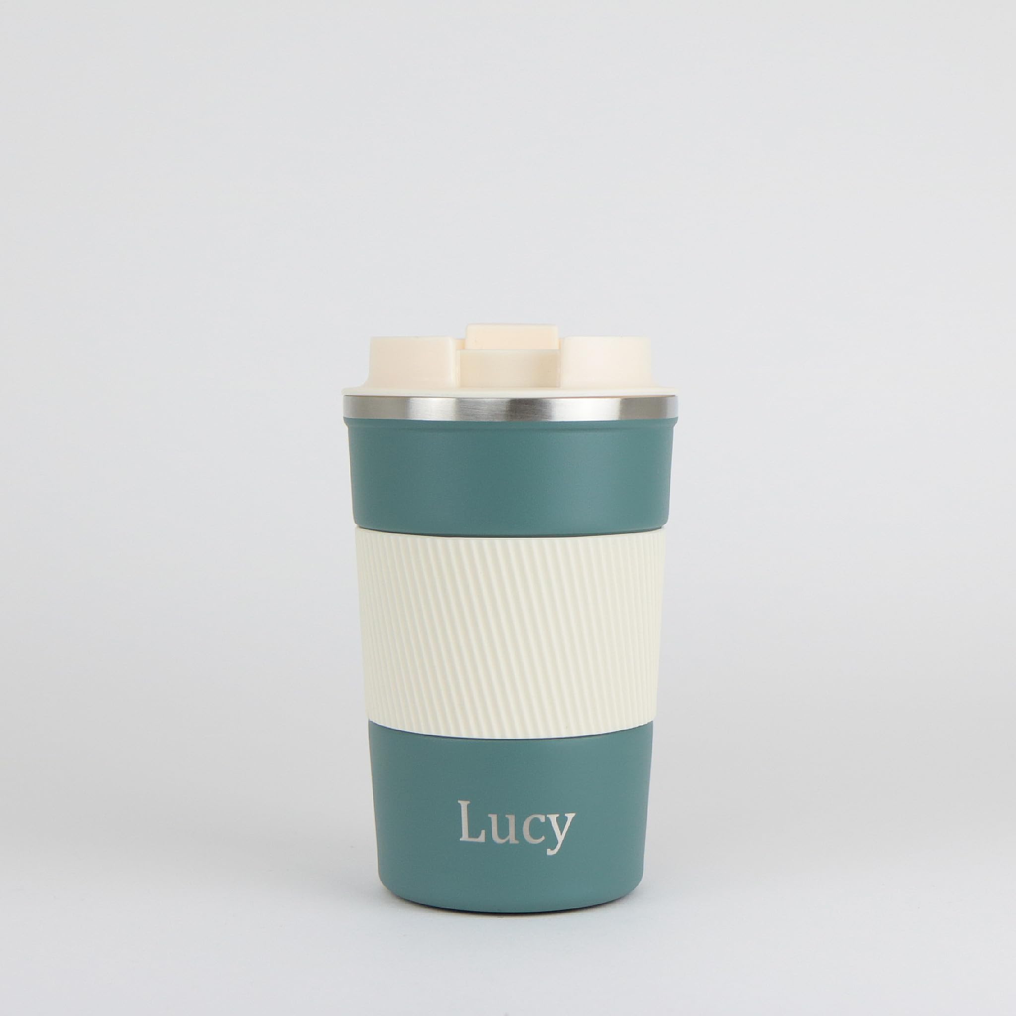 cribstar Personalised Engraved Insulated Travel Mug | Stainless Steel Tumbler | Double-Walled Tea/Coffee Cup | Leak-Proof & Reusable | Keeps Hot 12h / Cold 24h | Thermal Mug (Forest Green, 380ml)