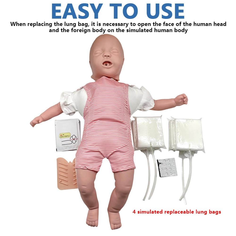 Professionelle Säuglings-Atemwegsobstruktion & CPR Manikin, Baby-Erste-Hilfe-Trainingsmodell für Notfallübungen, lebensgroße PVC-Stillpuppe