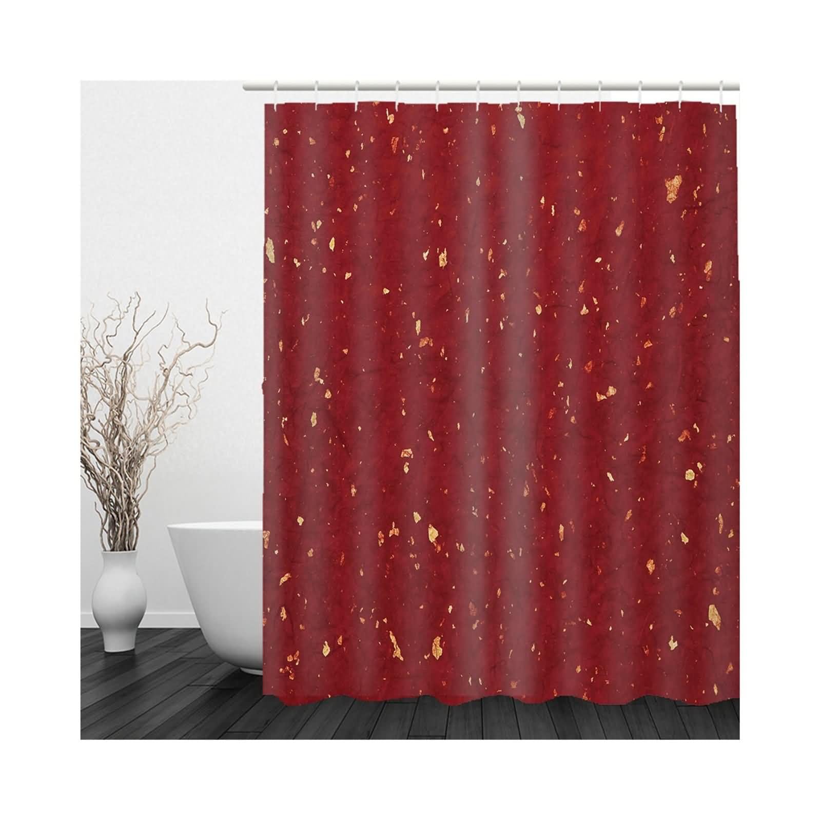 Cortina de ducha para vacaciones, impermeable, poliéster, cuadrada, color rojo profundo, 180 x 200 cm, para habitación húmeda, baño, bañera, decoración moderna