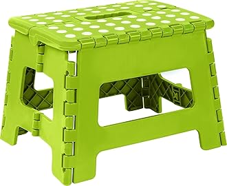 Utopia Home Folding Step Stool 9 Inch, Portable Anti Slip Surface for Kids and Adults, Heavy Duty Folding Stool with Carrying Handle, 300 lbs Load Capacity, Pack of 1, Green