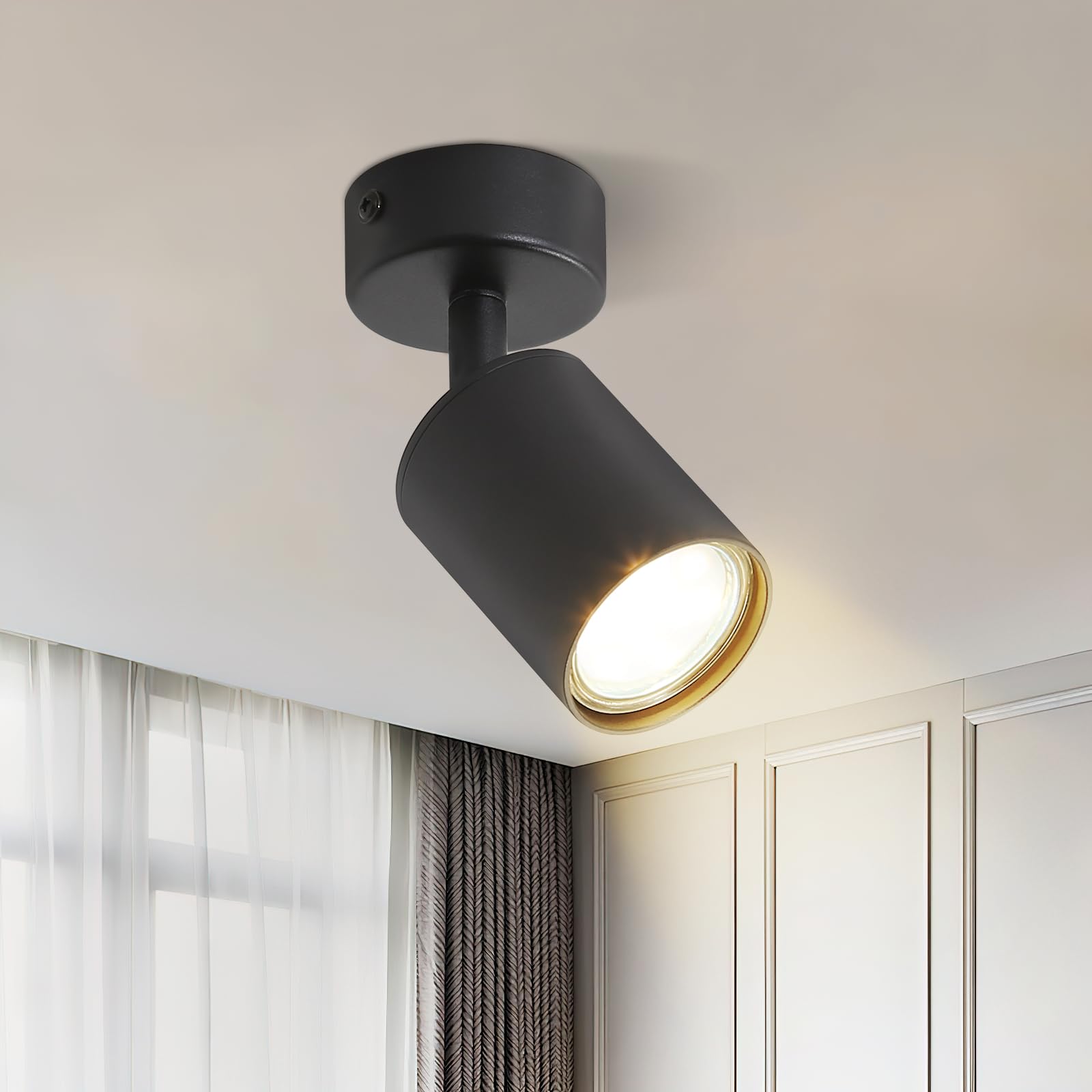 Homefire LED-plafondlamp Plafondlamp Zwart - 5 lampen Plafondlamp GU10 Plafondspot 330° Draaibare spot Industriële plafondspot voor woonkamer Hal Keuken Slaapkamer zonder lampen