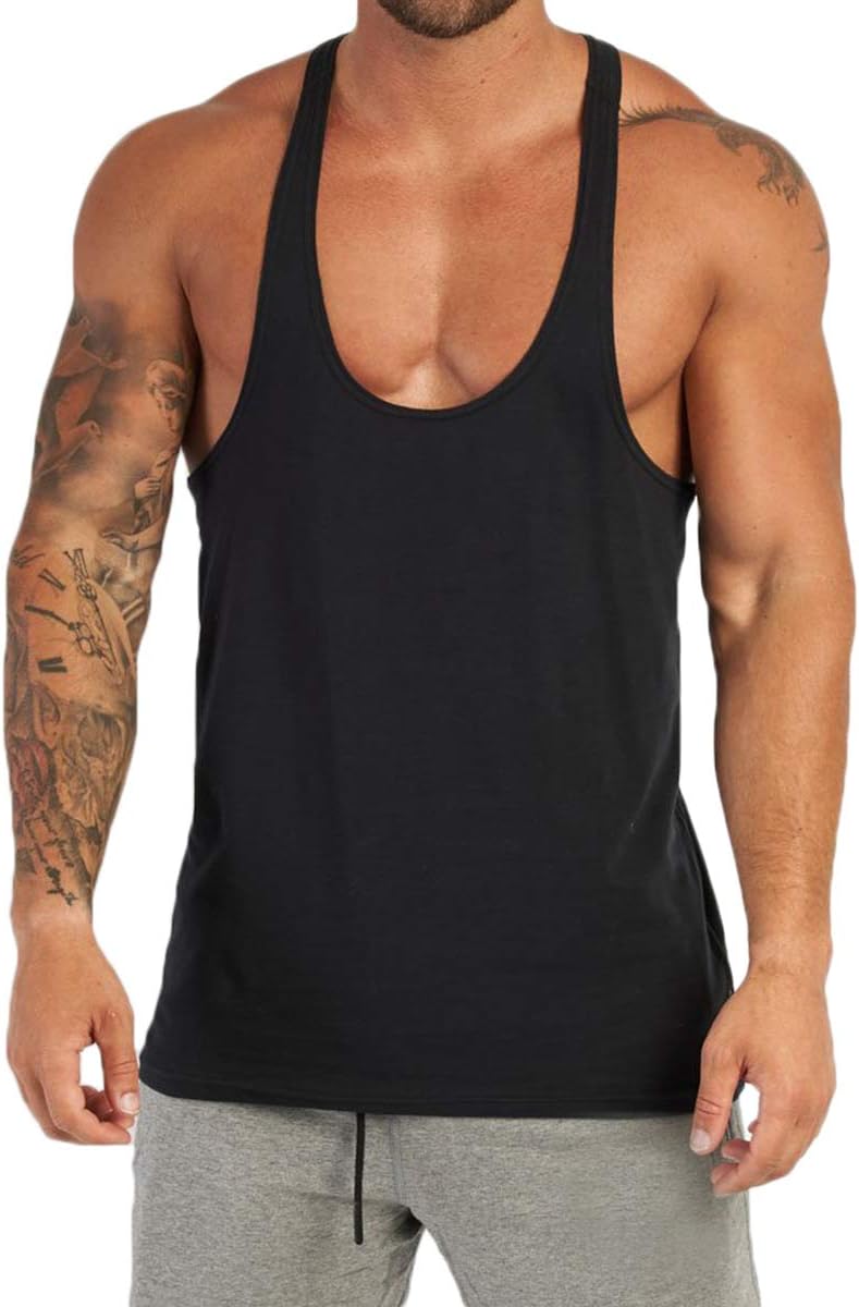 MagiftboxMen's Workout Shirts Sleeveless Racerback Gym Tank Tops Casual Tops for Men T37A
