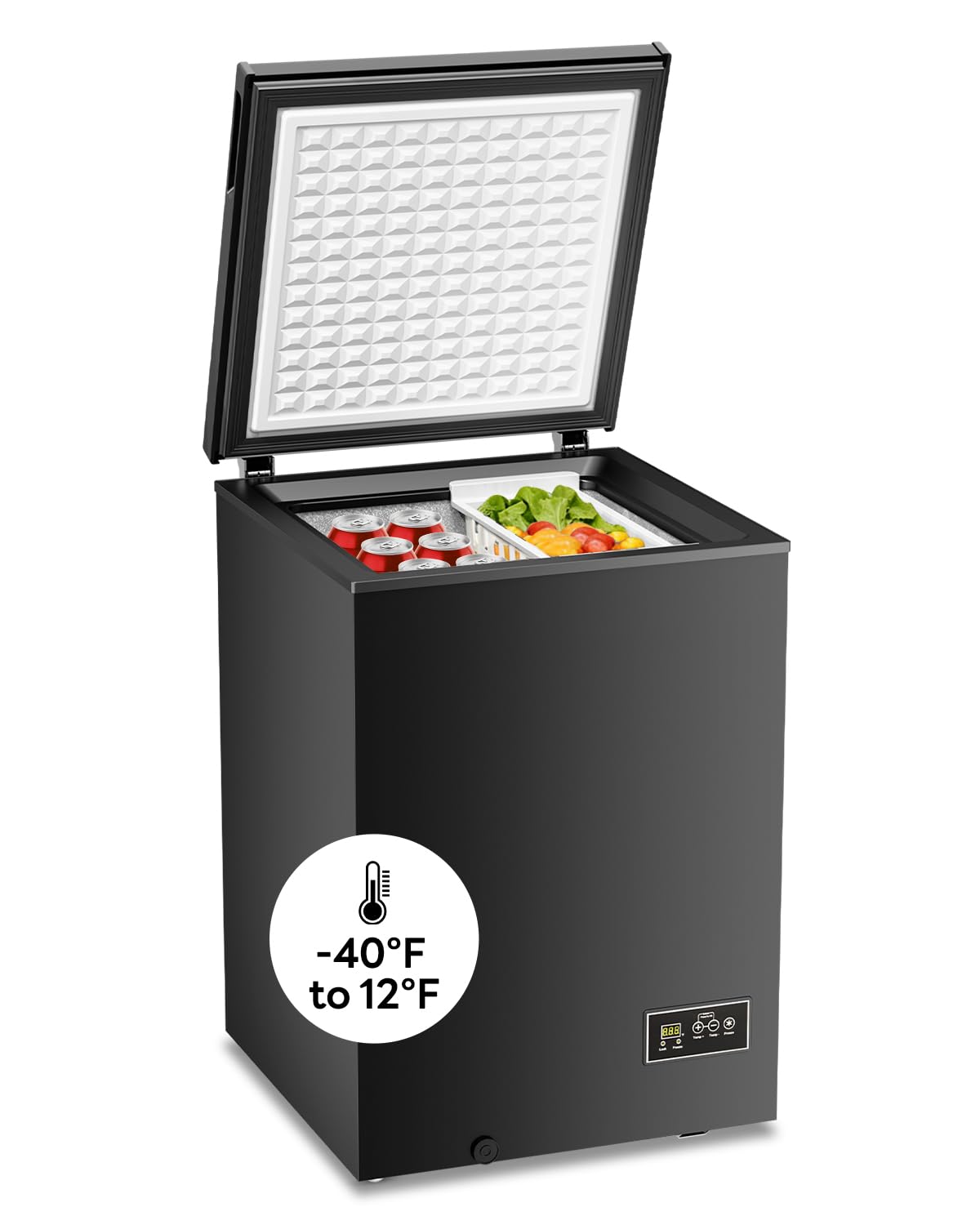 Electactic 58090RFR0-B 3.5 cu ft Chest Freezer Black