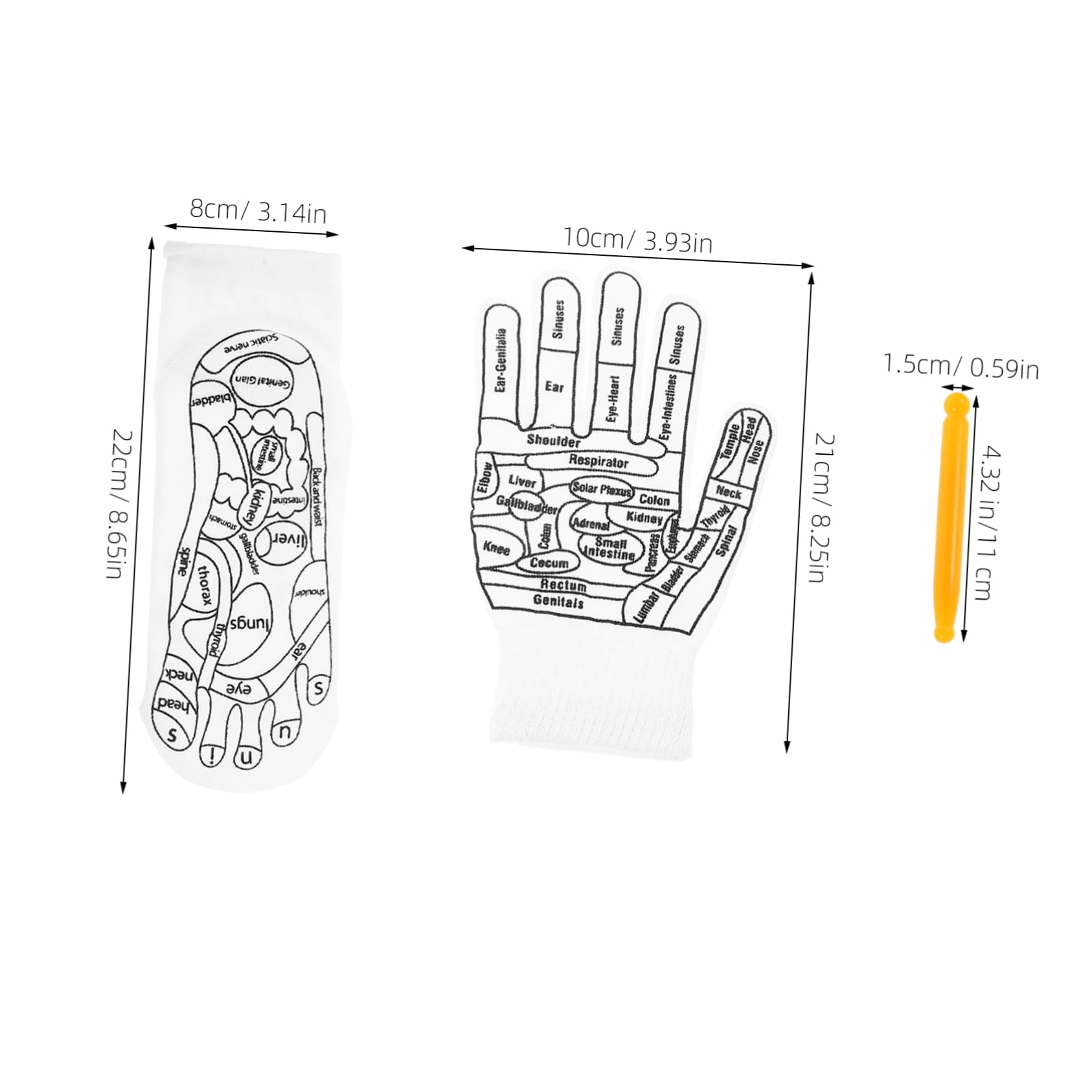 Mikinona Cupressure Reflexology Socks Gloves Kit Foot Hand Massager Acupoint Map for Relief